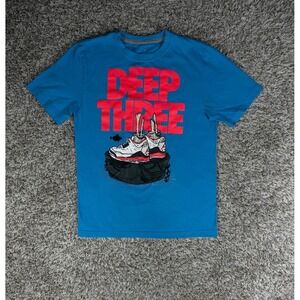 Jordan AJ III Cement Shoe Deep Three T-Shirt Blue 589096-426 Men's Size Medium